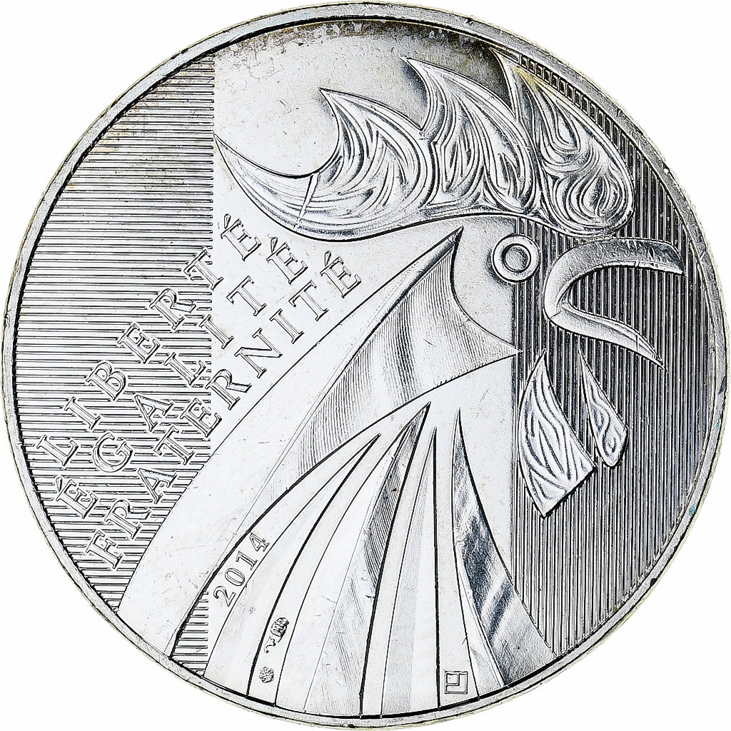 France, 10 Euro, 2014, Monnaie de Paris, Coq, MS(63), Silver, Gadoury:EU656