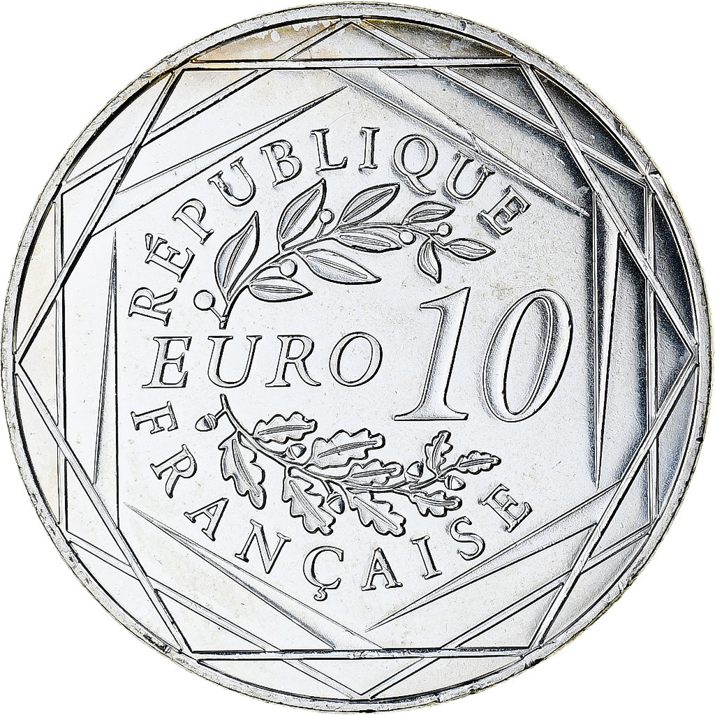 France, 10 Euro, 2014, Monnaie de Paris, Coq, MS(63), Silver, Gadoury:EU656