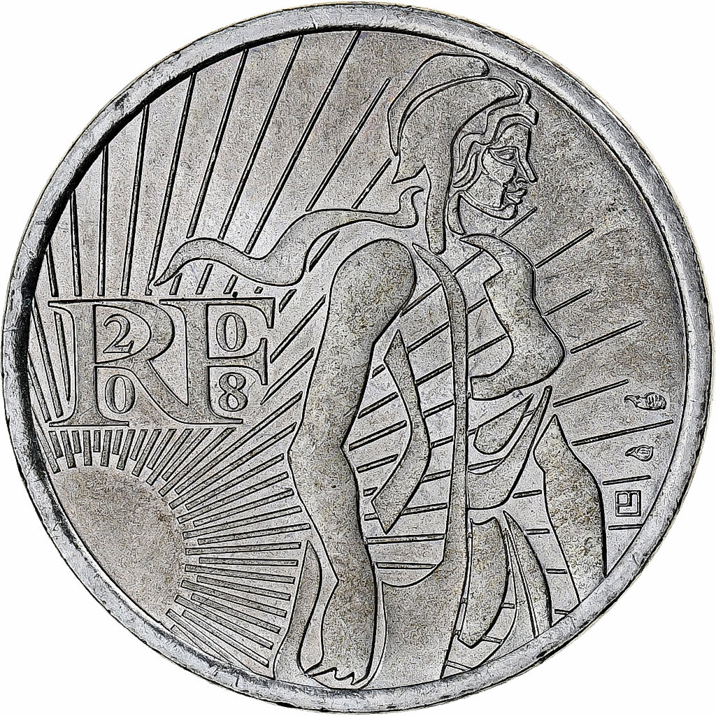 Francja, 5 Euro, 2008, Monnaie de Paris, Semeuse, MS(63), Srebro, KM:1534