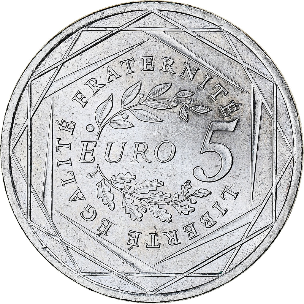 Francja, 5 Euro, 2008, Monnaie de Paris, Semeuse, MS(63), Srebro, KM:1534