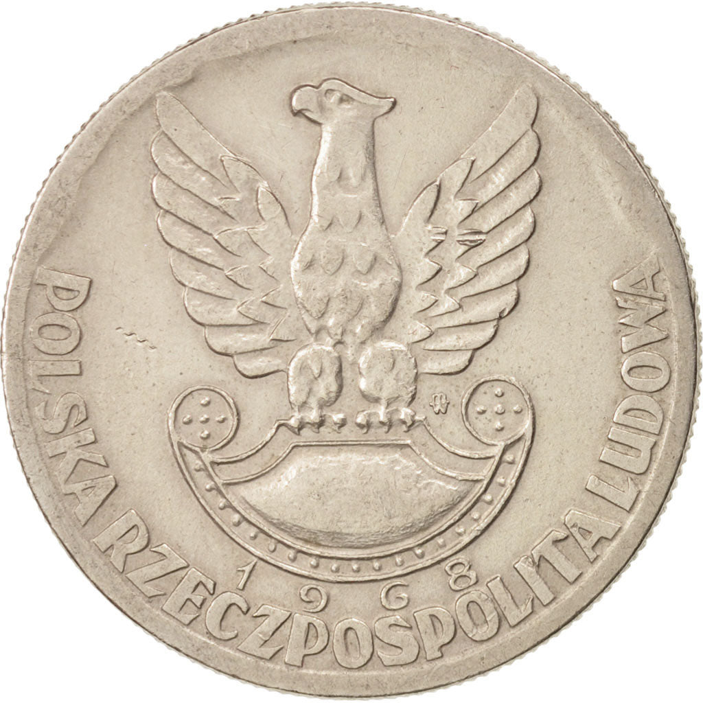 Munten, Polen, 10 Zlotych, 1968, Warsaw, ZF+, Copper-nickel, KM:60