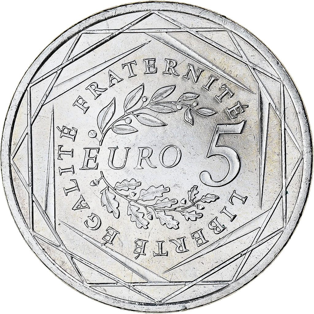 Francja, 5 Euro, 2008, Monnaie de Paris, Semeuse, MS(65-70), Srebro, KM:1534