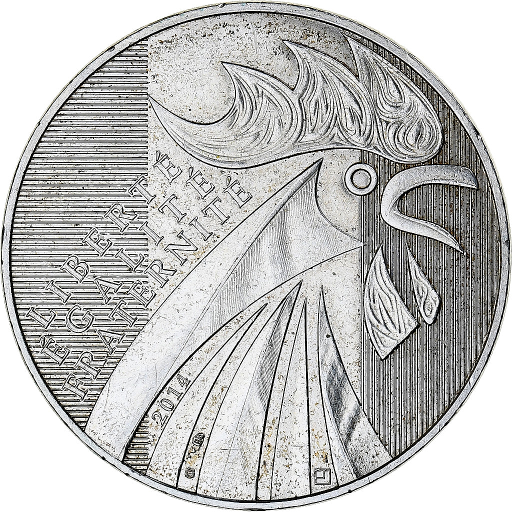 Francja, 10 Euro, 2014, Monnaie de Paris, Coq, MS(63), Srebro, Gadoury:EU656