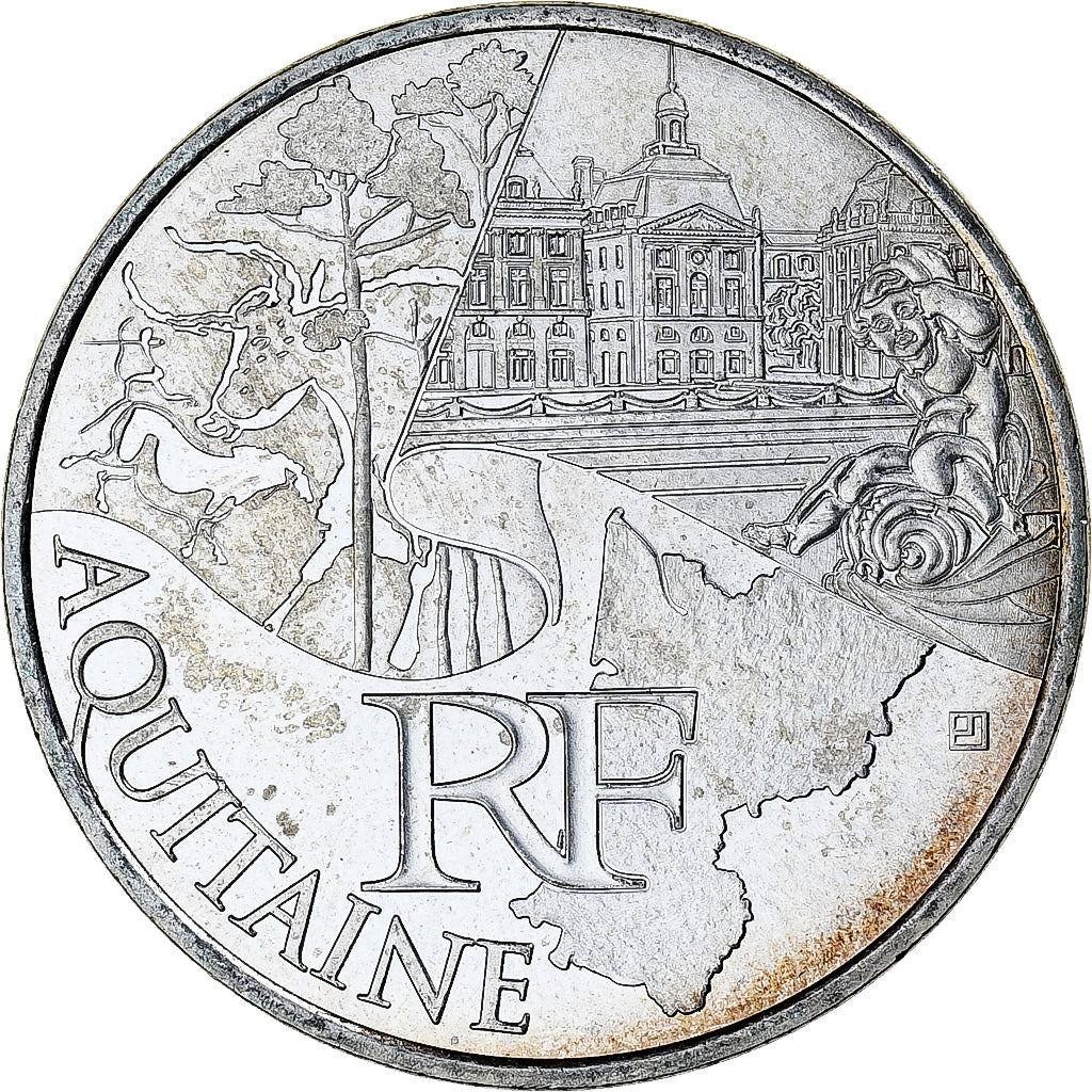 France, 10 Euro, Aquitaine, 2011, Paris, MS(63), Silver, KM:1727