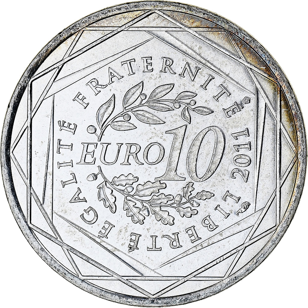 France, 10 Euro, Aquitaine, 2011, Paris, MS(63), Silver, KM:1727
