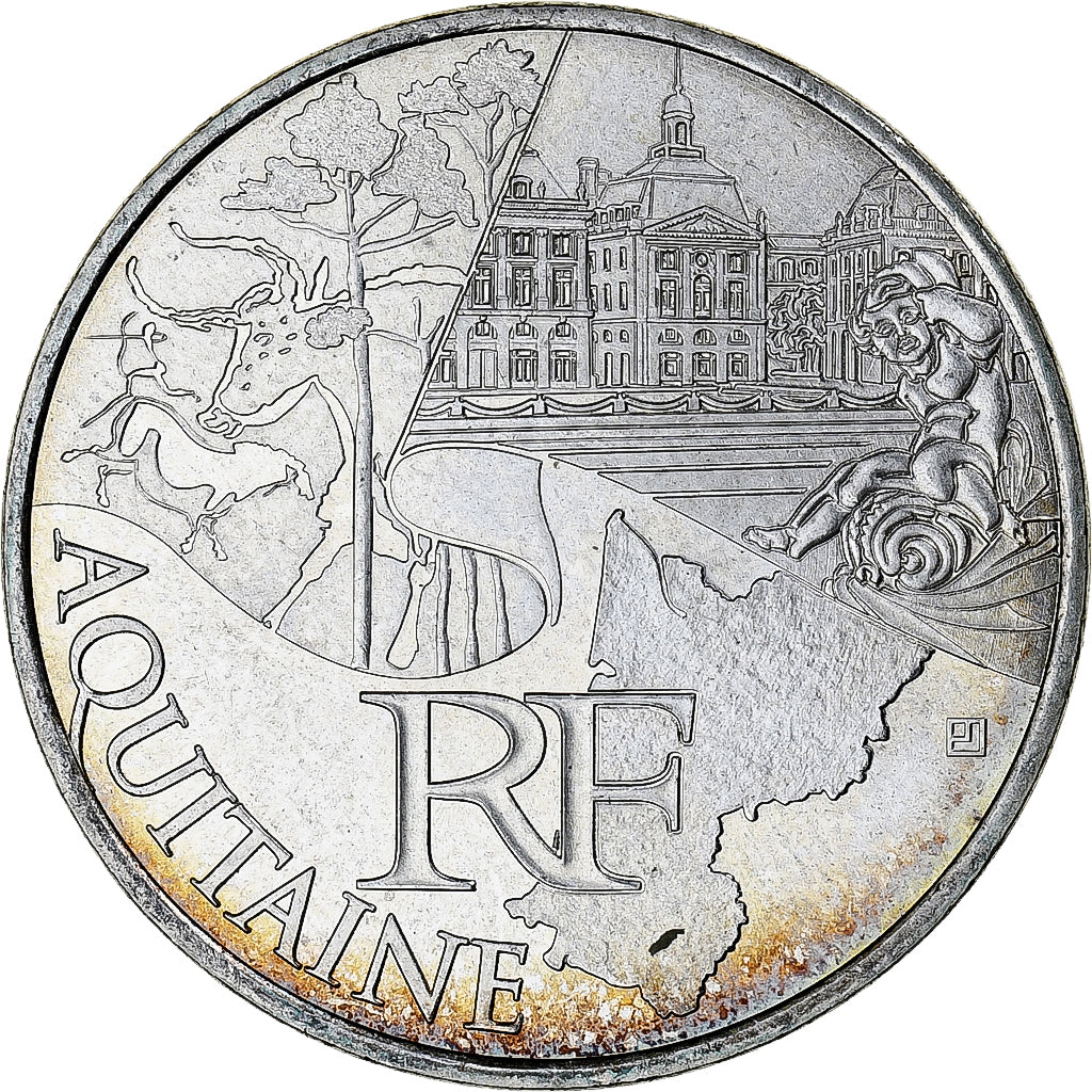 France, 10 Euro, Aquitaine, 2011, Paris, MS(64), Silver, KM:1727