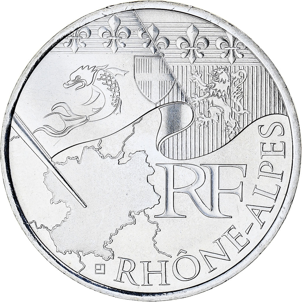 Francja, 10 Euro, Euros des régions, 2010, Monnaie de Paris, Rhône-Alpes