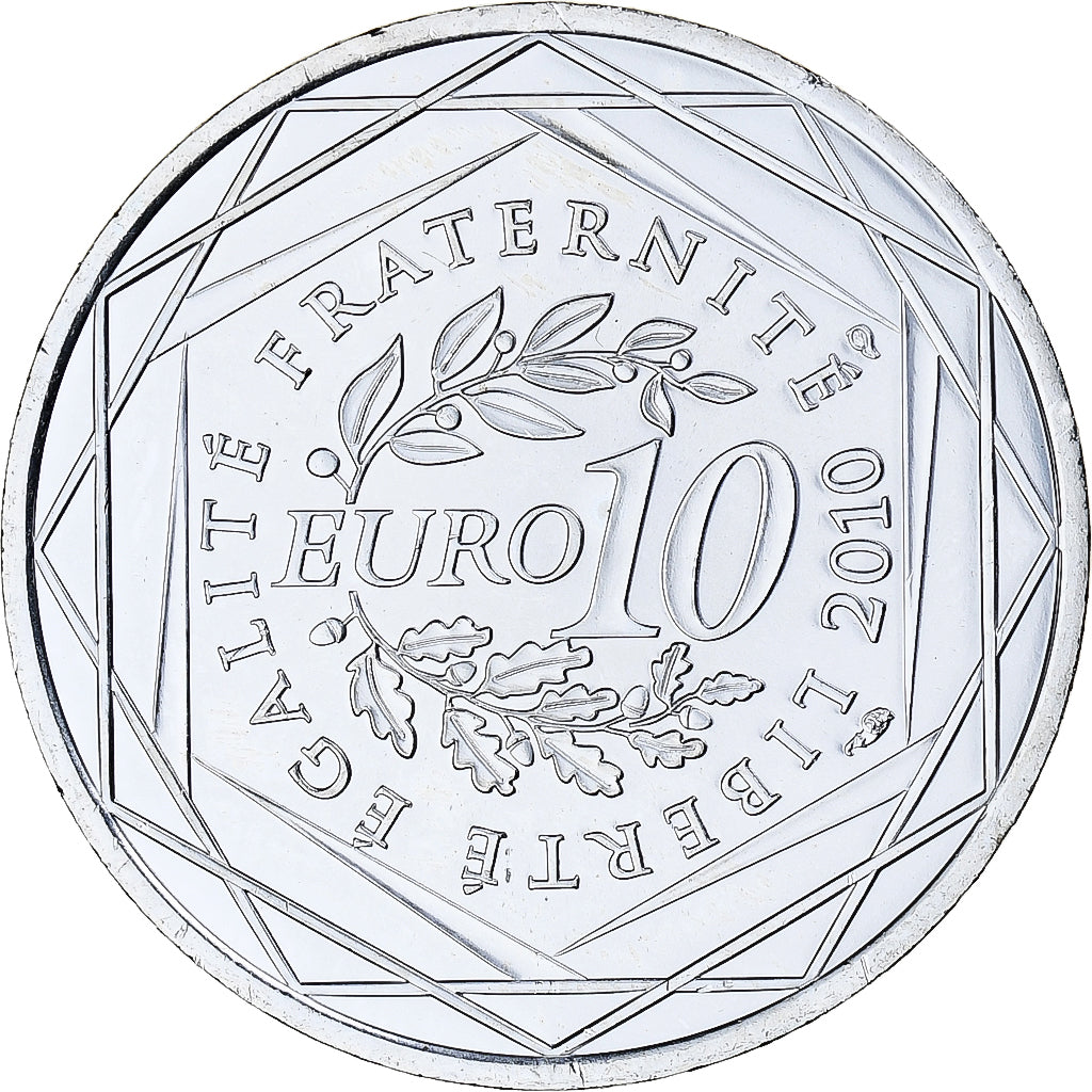 France, 10 Euro, Guadeloupe, 2010, Paris, MS(65-70), Silver, Gadoury:EU399