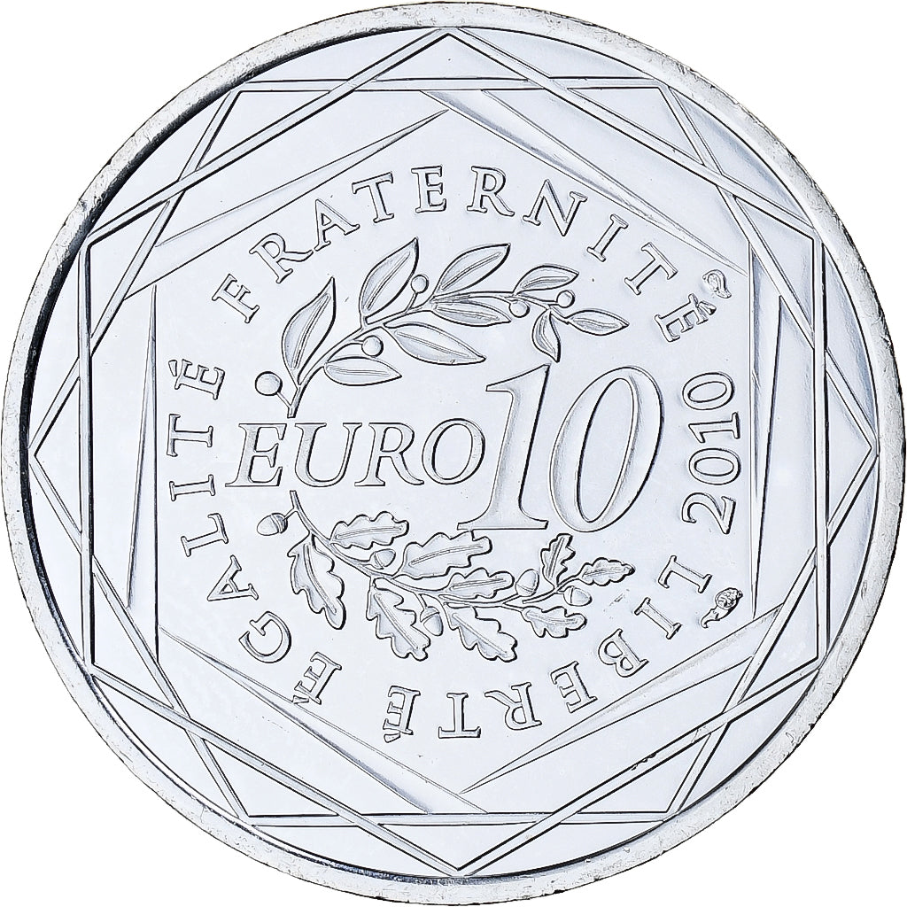 France, 10 Euro, 2010, Paris, Guyane, MS(65-70), Silver, KM:1654