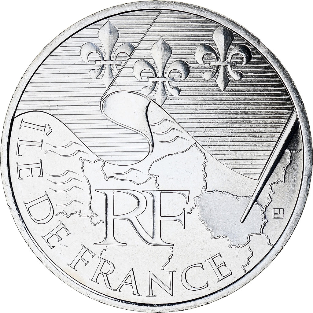 França, 10 Euro, Ile de France, 2010, Paris, MS(65-70), Prata, KM:1657