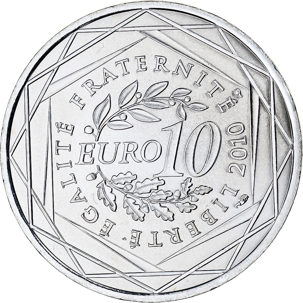 França, 10 Euro, Ile de France, 2010, Paris, MS(65-70), Prata, KM:1657