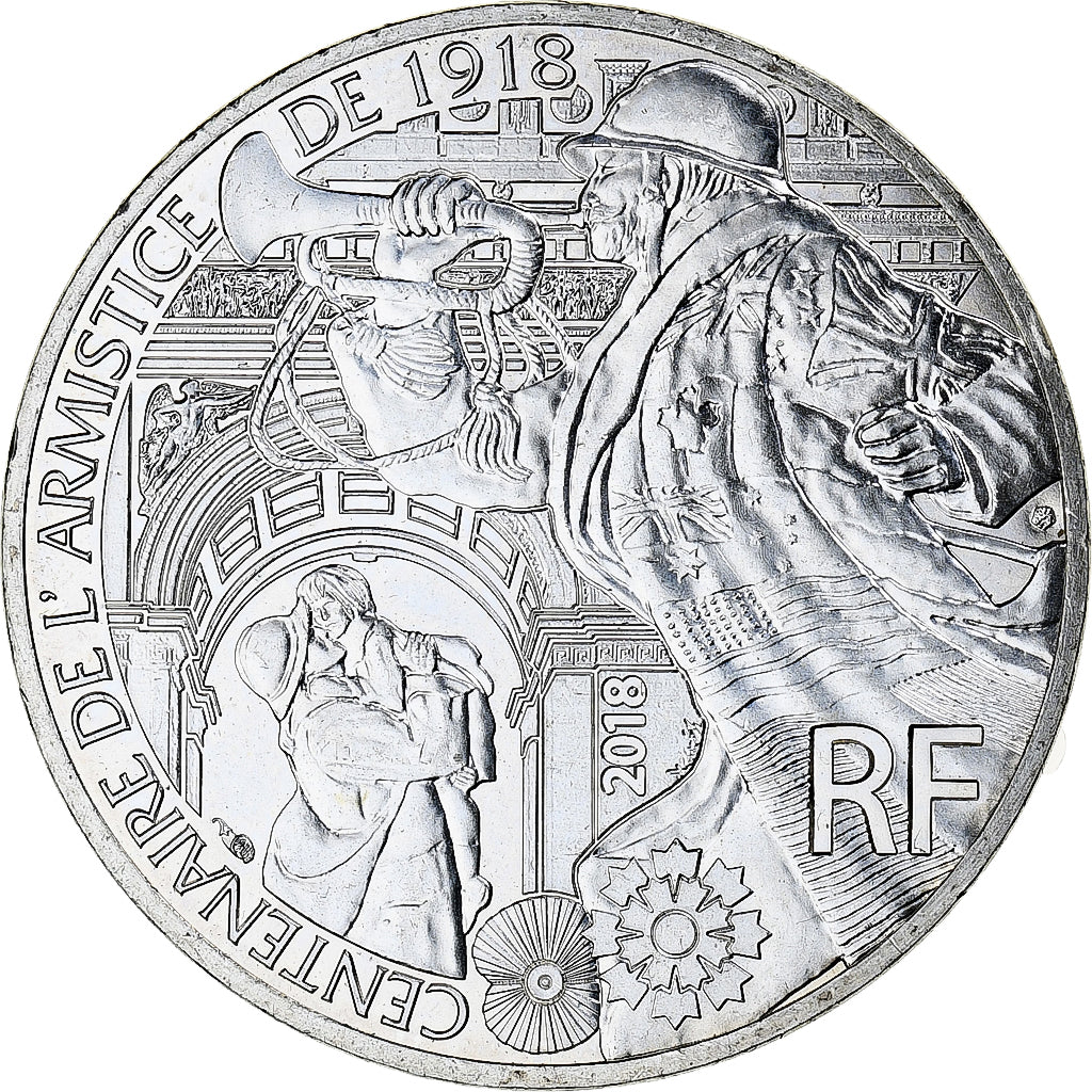 France, 10 Euro, Centenaire de l'Armistice, 2018, MS(65-70), Silver