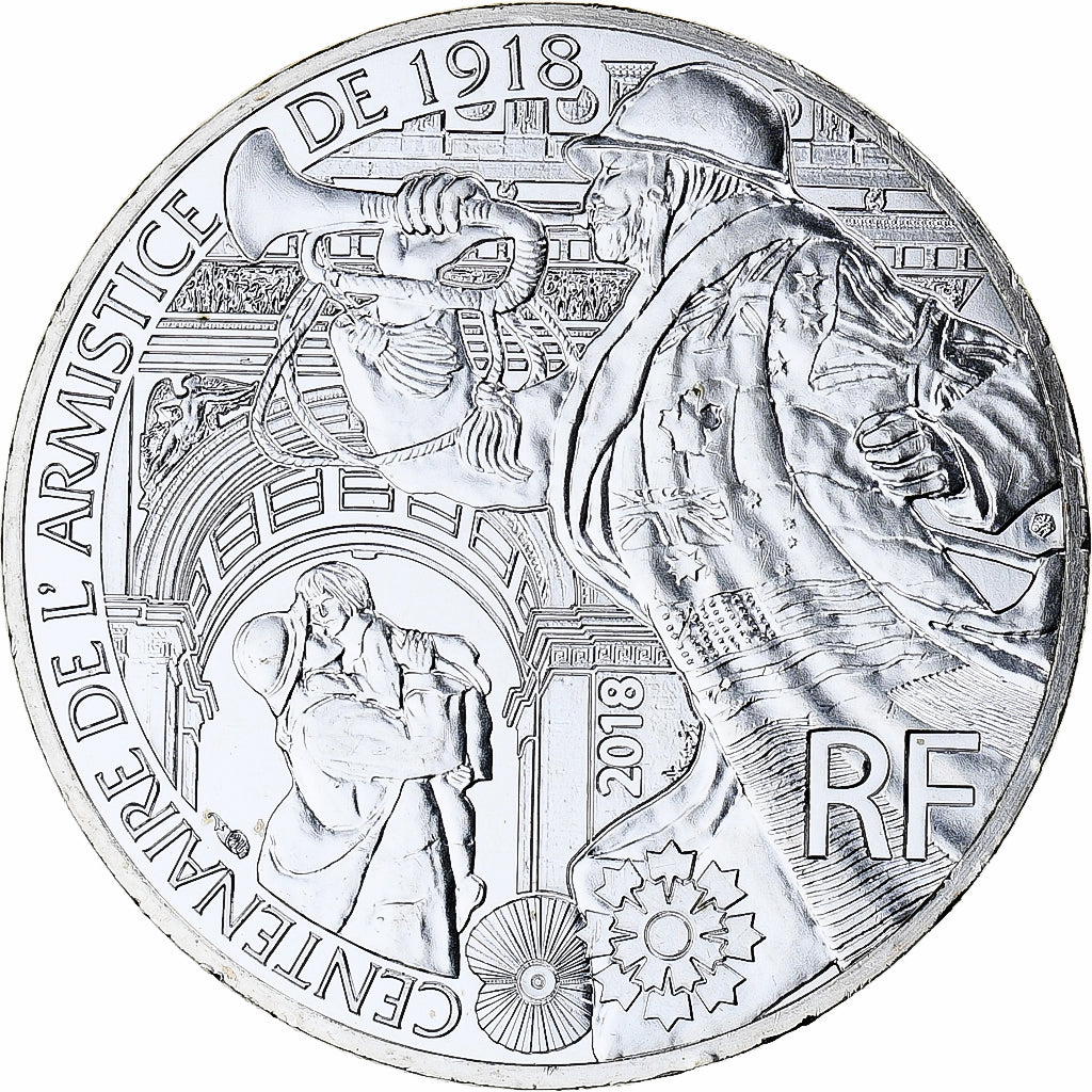 France, 10 Euro, Centenaire de l'Armistice, 2018, MS(65-70), Silver
