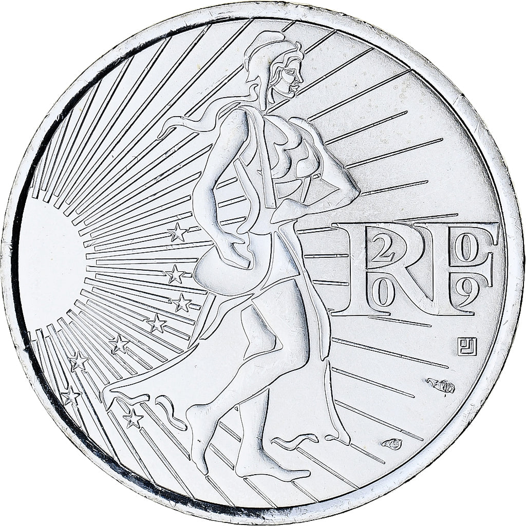 Francja, 10 Euro, 2009, Monnaie de Paris, Semeuse, MS(65-70), Srebro