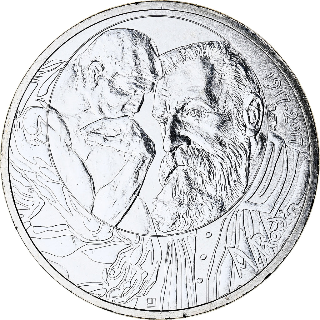 France, 10 Euro, 2017, Centenaire du décès d'Auguste Rodin, MS(65-70), Silver
