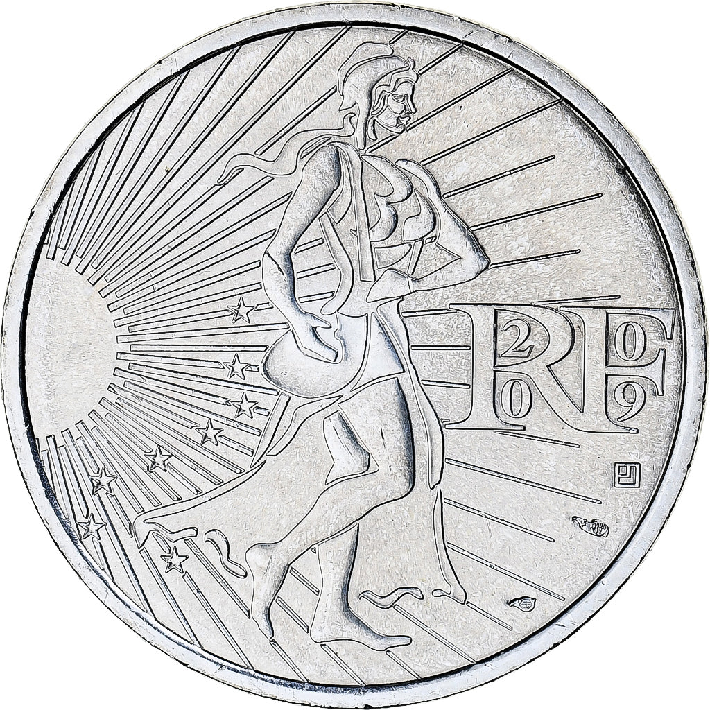Francja, 10 Euro, 2009, Monnaie de Paris, Semeuse, MS(65-70), Srebro