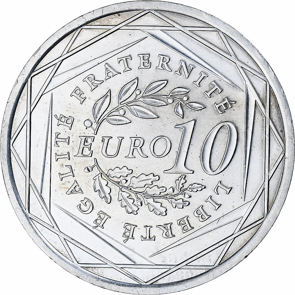 Francja, 10 Euro, 2009, Monnaie de Paris, Semeuse, MS(64), Srebro