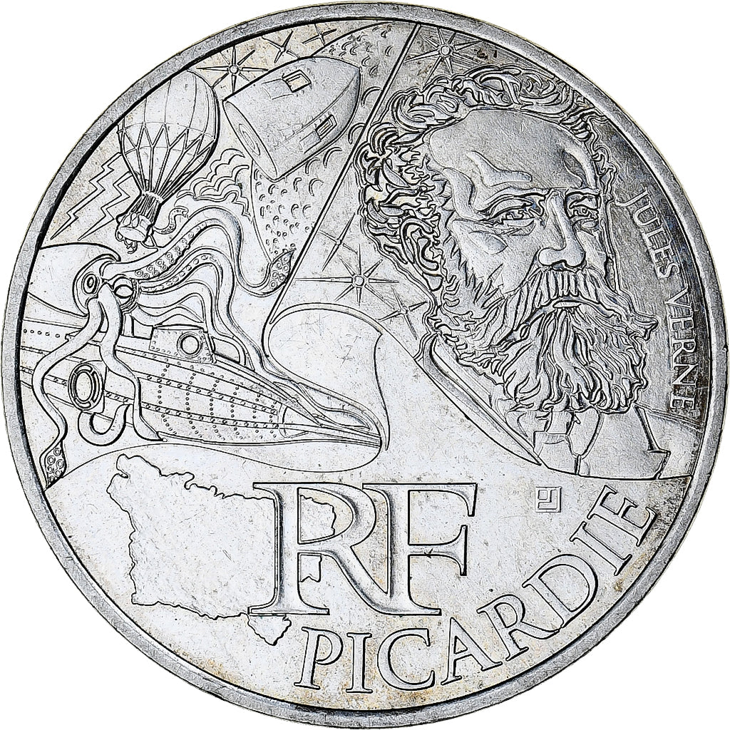 France, 10 Euro, Picardie, 2012, Paris, MS(64), Silver, KM:1882