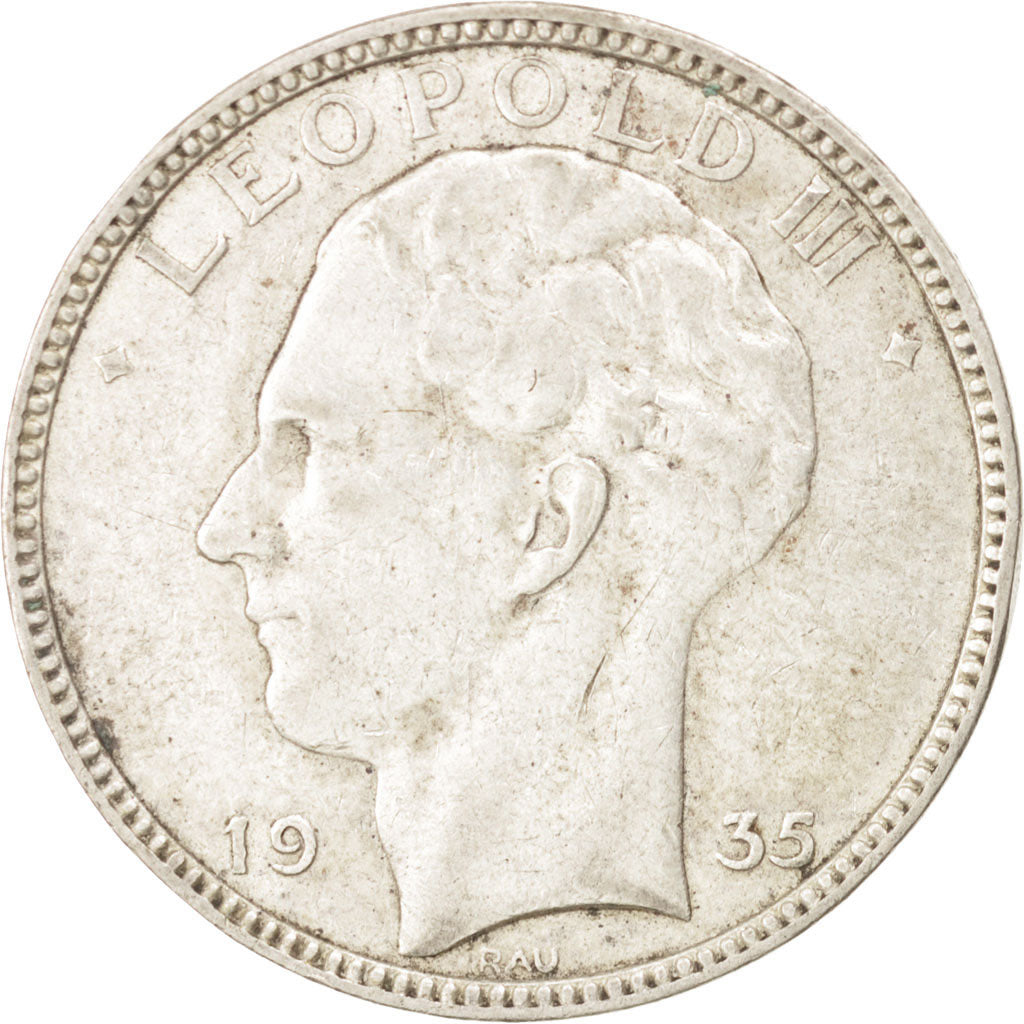 Belgium, 20 Francs, 1935, KM #105, EF(40-45), Silver, 10.94