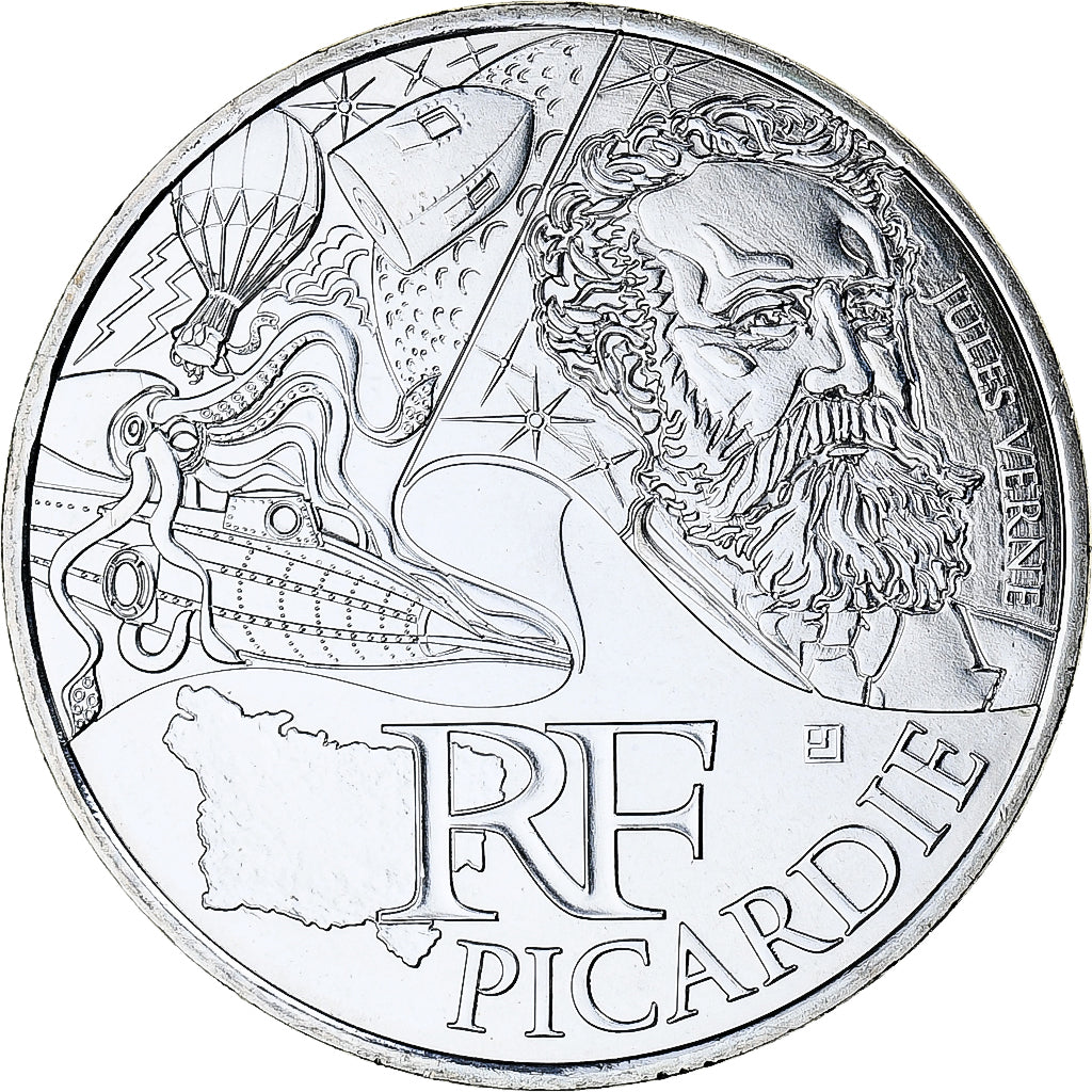 France, 10 Euro, Picardie, 2012, Paris, MS(65-70), Silver, KM:1882