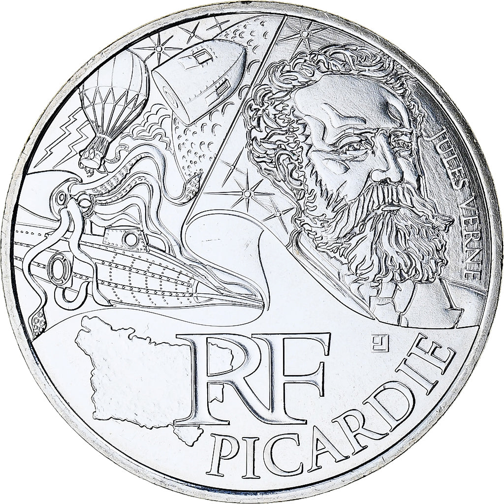 France, 10 Euro, Picardie, 2012, Paris, MS(65-70), Silver, KM:1882