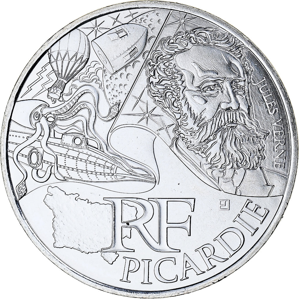 France, 10 Euro, Picardie, 2012, Paris, MS(65-70), Silver, KM:1882