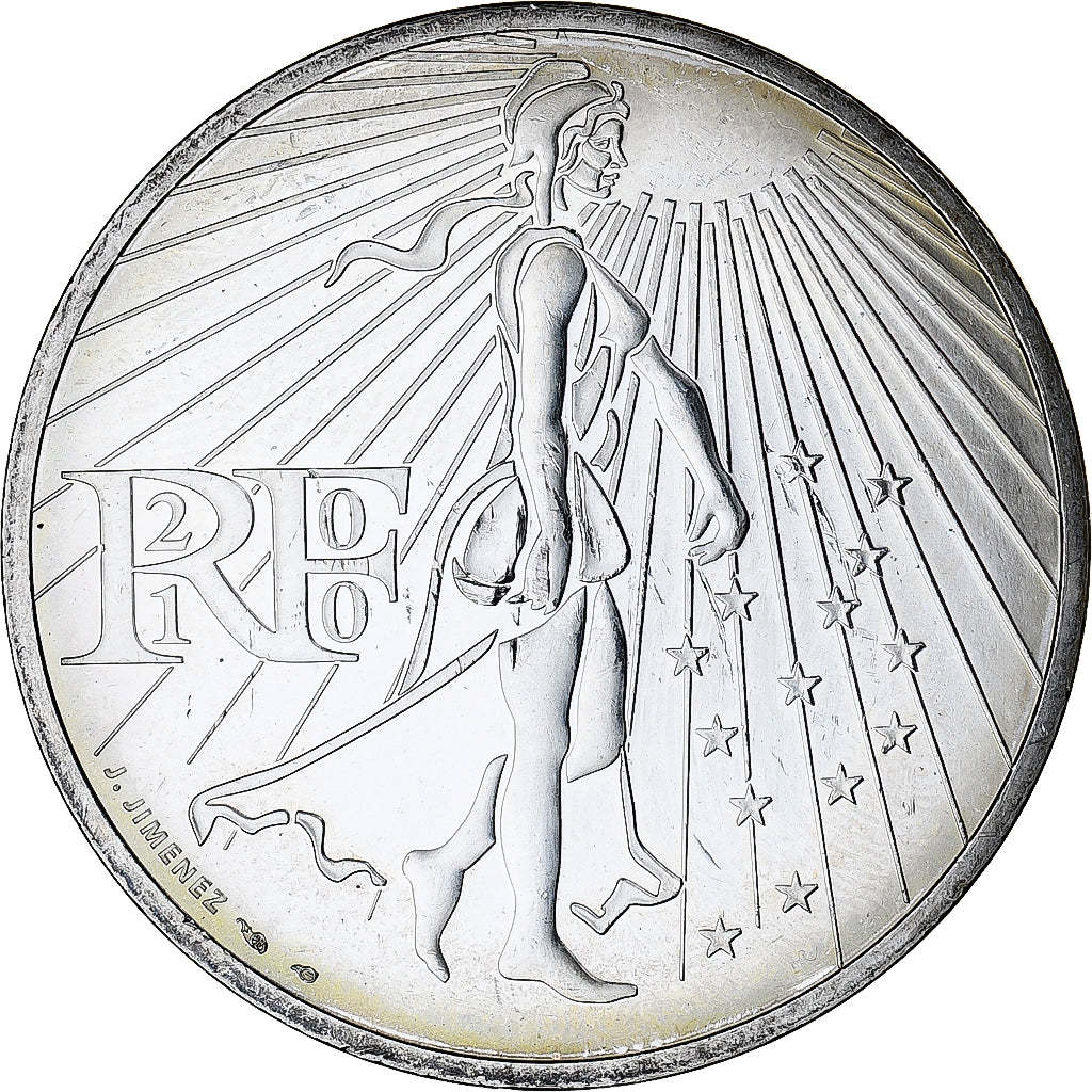 France, 50 Euro, 2010, Paris, Semeuse, MS(64), Silver