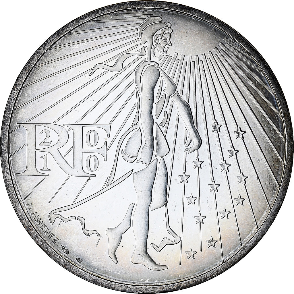 France, 50 Euro, 2010, Paris, Semeuse, MS(64), Silver