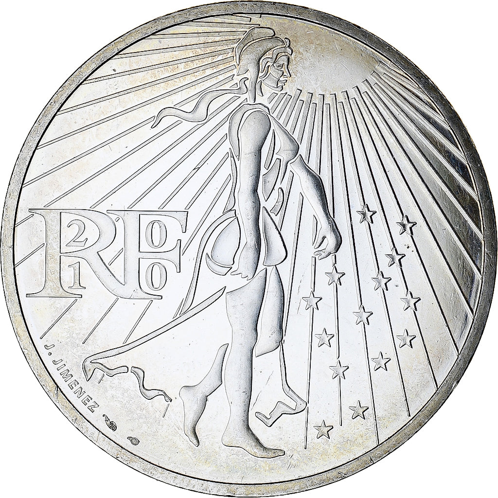 France, 50 Euro, 2010, Paris, Semeuse, MS(64), Silver