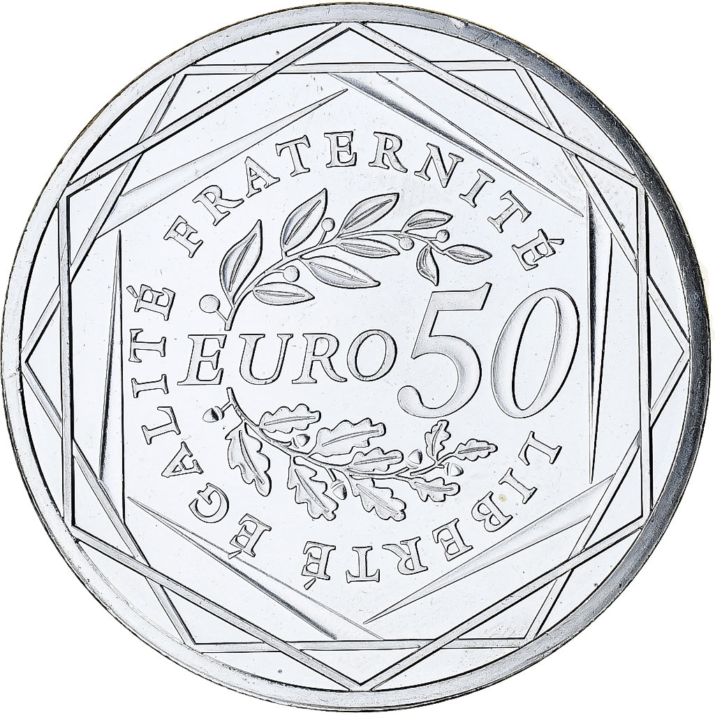 France, 50 Euro, 2010, Paris, Semeuse, MS(64), Silver