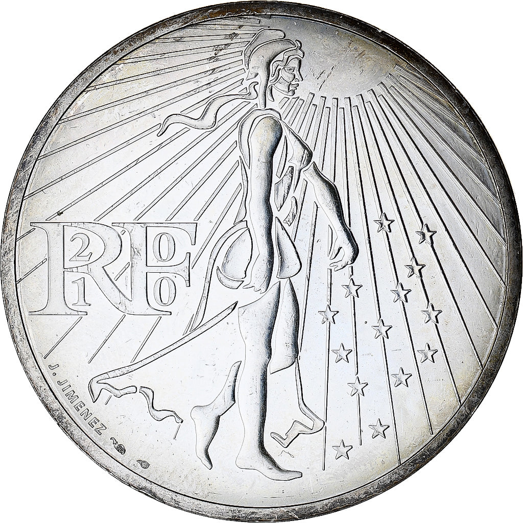 France, 50 Euro, 2010, Paris, Semeuse, MS(64), Silver