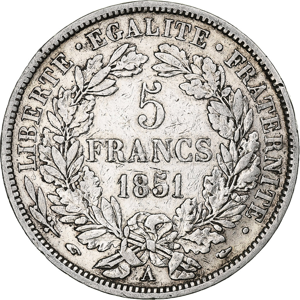 Coin, France, Cérès, 5 Francs, 1851, Paris, VF(30-35), Silver, KM:761.1