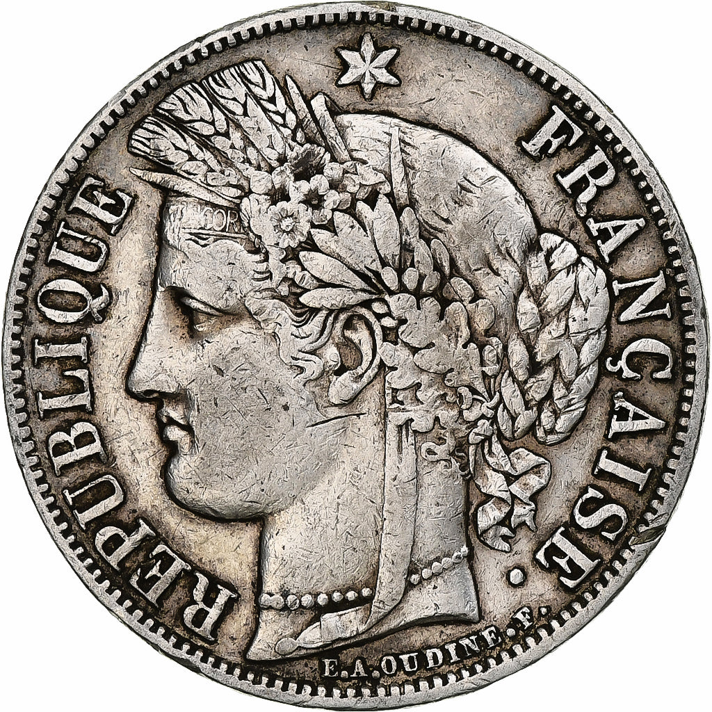 Moneta, Francia, Cérès, 5 Francs, 1851, Paris, BB, Argento, KM:761.1