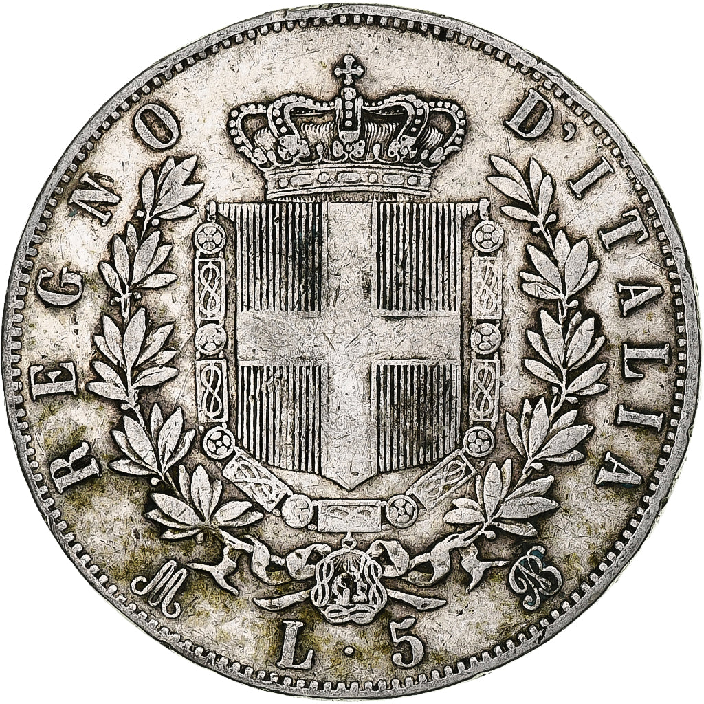 Munten, Italië, Vittorio Emanuele II, 5 Lire, 1870, Milan, FR+, Zilver, KM:8.3
