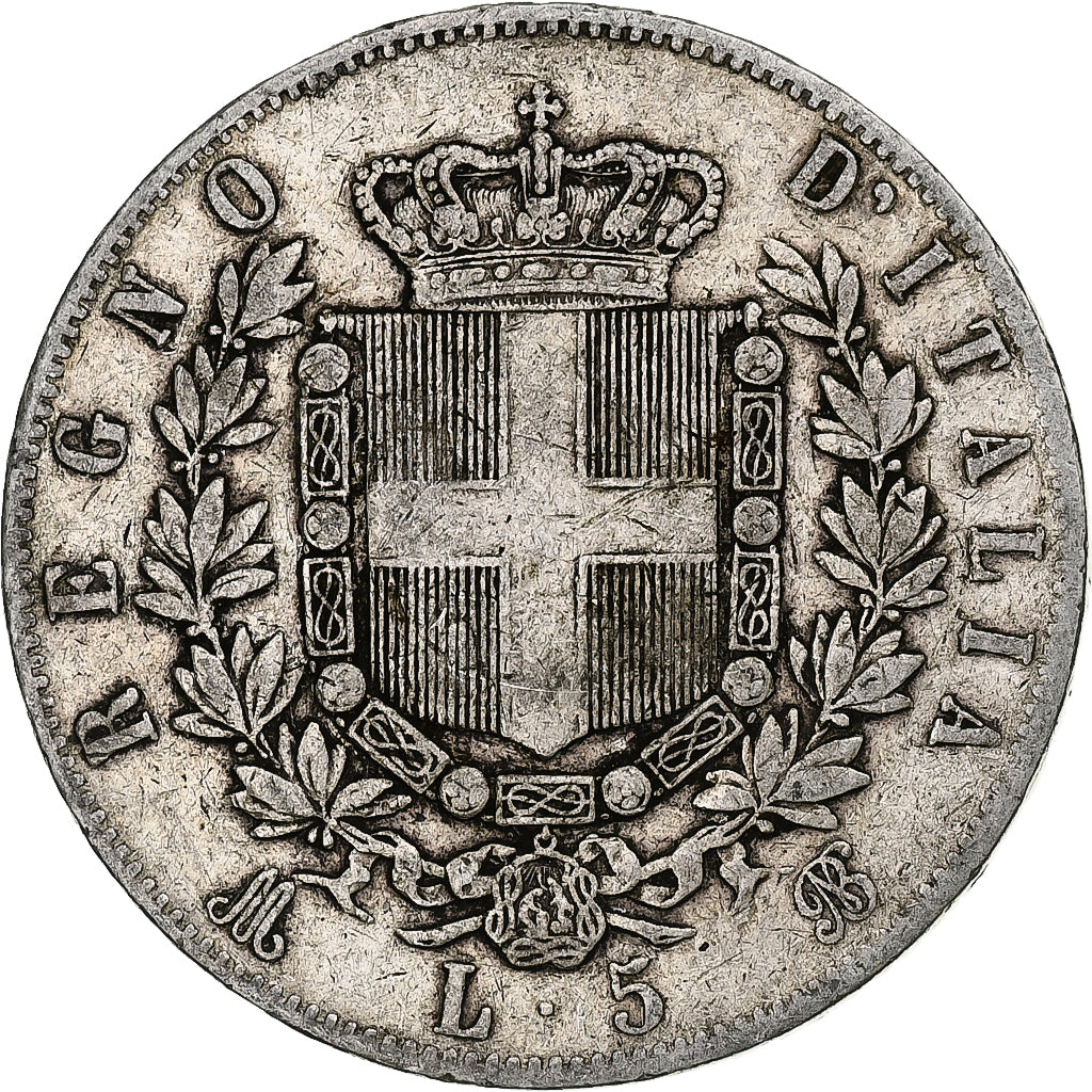 Monnaie, Italie, Vittorio Emanuele II, 5 Lire, 1871, Milan, TB+, Argent, KM:8.3