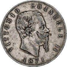 Monnaie, Italie, Vittorio Emanuele II, 5 Lire, 1871, Milan, TB+, Argent, KM:8.3