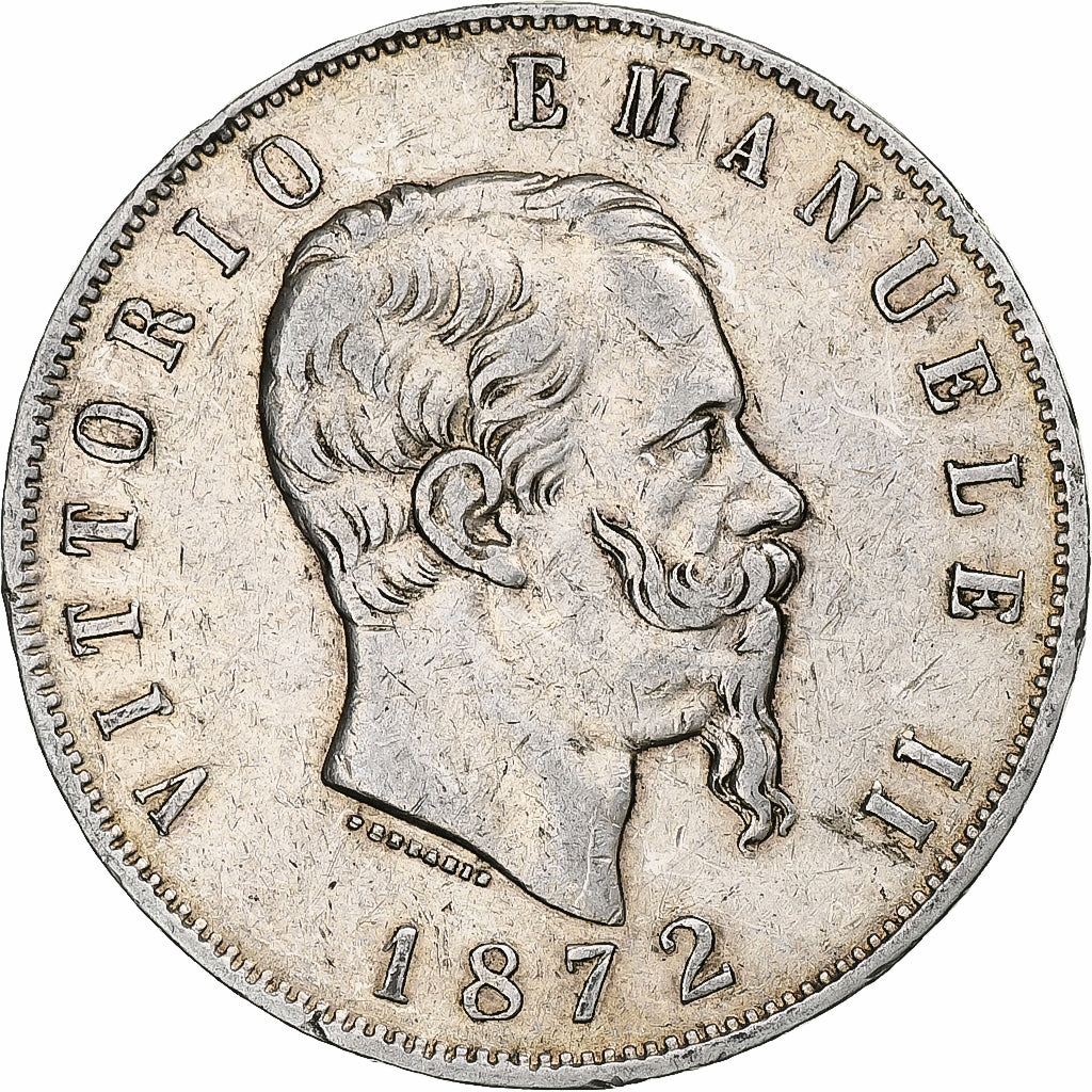 Monnaie, Italie, Vittorio Emanuele II, 5 Lire, 1872, Milan, TB+, Argent, KM:8.3
