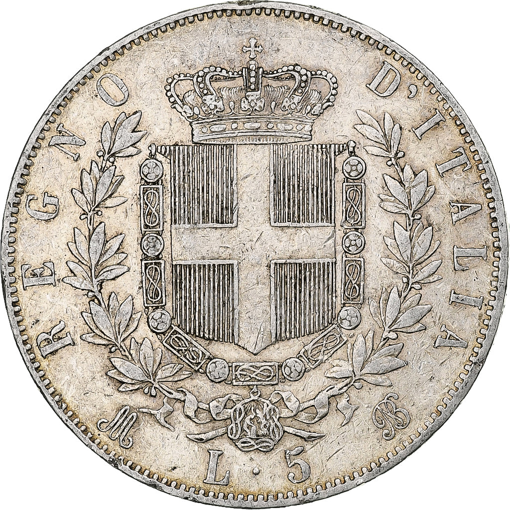 Monnaie, Italie, Vittorio Emanuele II, 5 Lire, 1872, Milan, TB+, Argent, KM:8.3