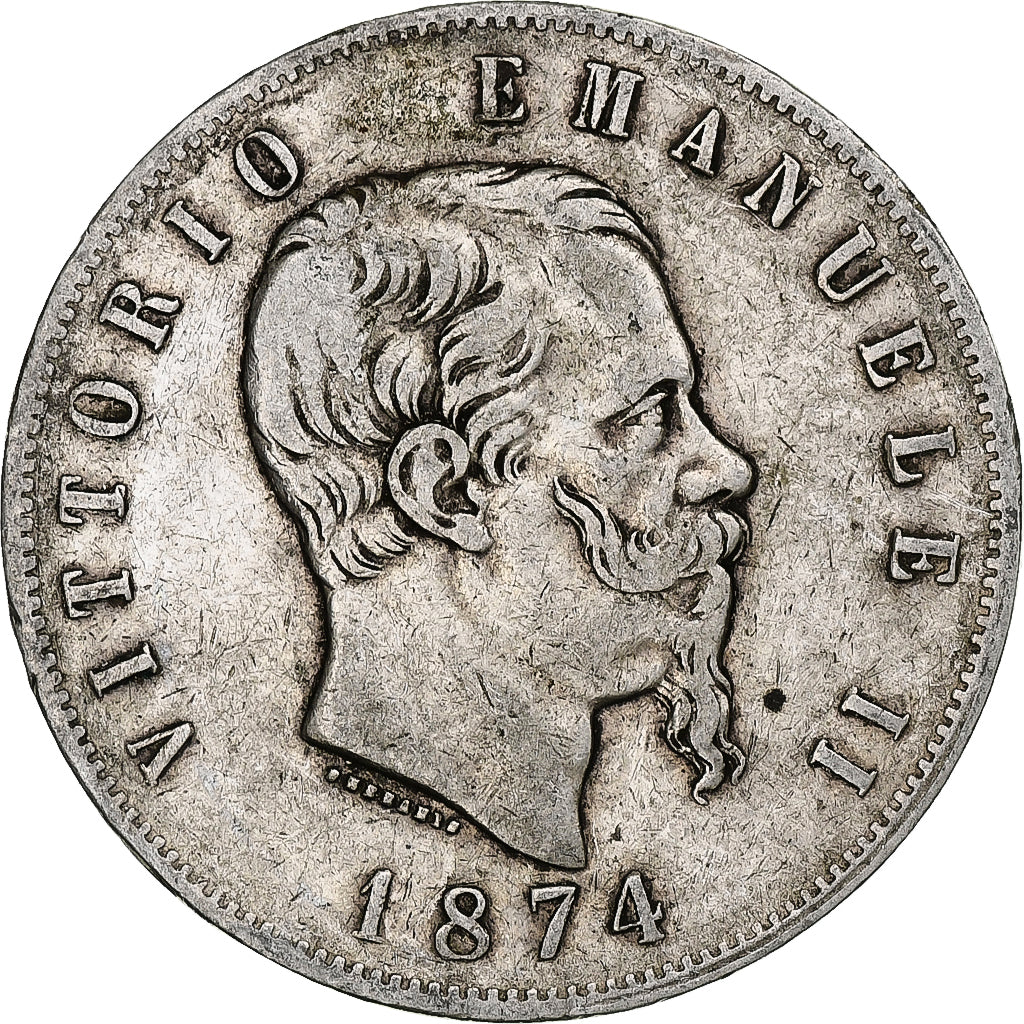 Monnaie, Italie, Vittorio Emanuele II, 5 Lire, 1874, Milan, TB+, Argent, KM:8.3
