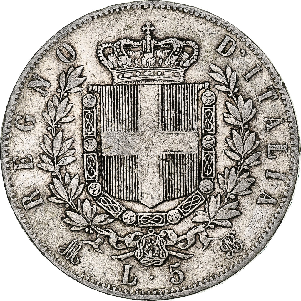 Moneta, Italia, Vittorio Emanuele II, 5 Lire, 1874, Milan, MB+, Argento, KM:8.3