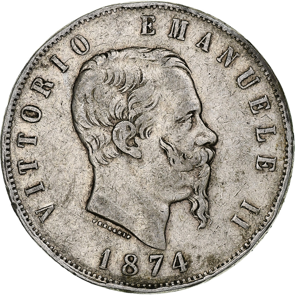 Monnaie, Italie, Vittorio Emanuele II, 5 Lire, 1874, Milan, TB+, Argent, KM:8.3