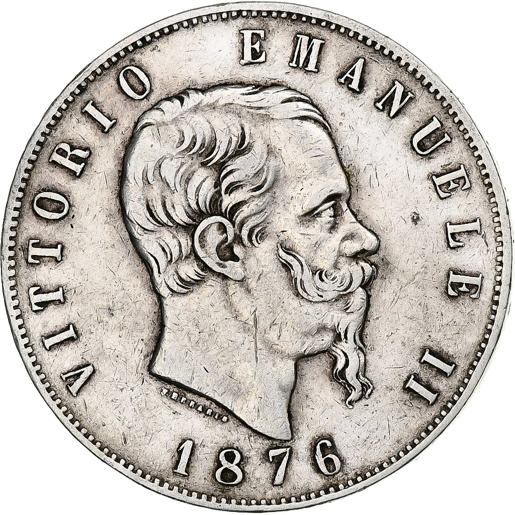 Coin, Italy, Vittorio Emanuele II, 5 Lire, 1876, Rome, EF(40-45), Silver