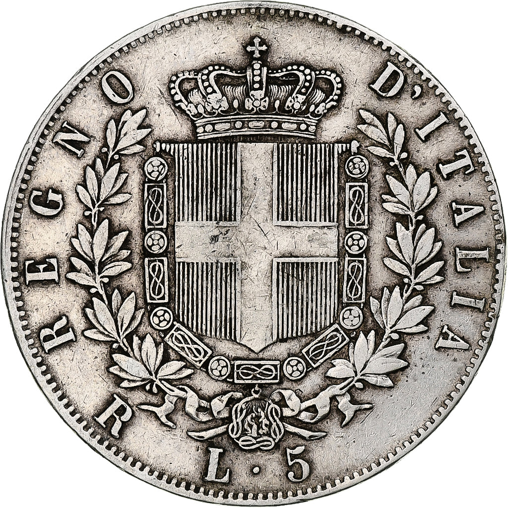 Coin, Italy, Vittorio Emanuele II, 5 Lire, 1876, Rome, EF(40-45), Silver