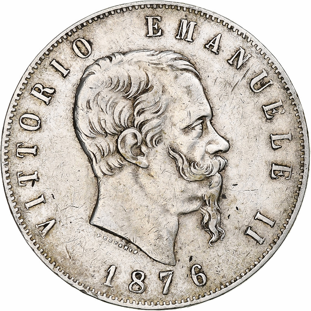 Coin, Italy, Vittorio Emanuele II, 5 Lire, 1876, Rome, EF(40-45), Silver