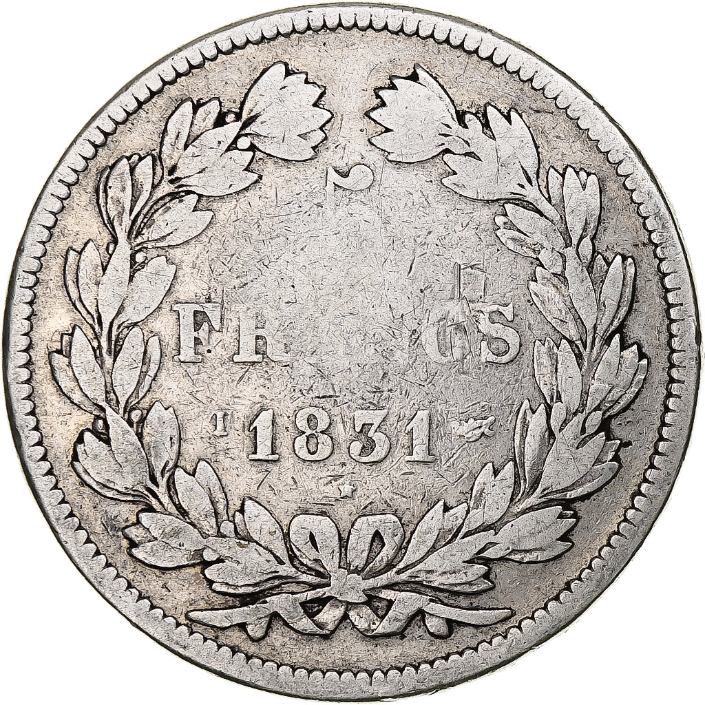 Moneta, Francia, Louis-Philippe, 5 Francs, 1831, Nantes, MB, Argento, KM:745.12