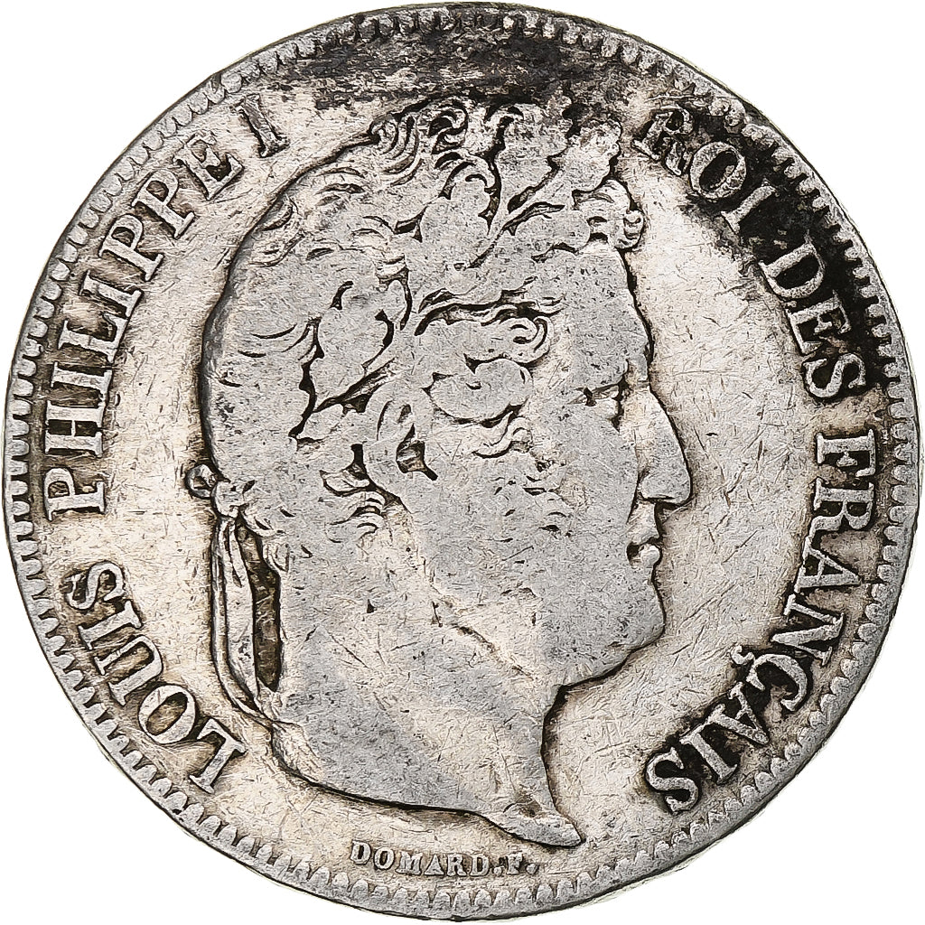Moneta, Francia, Louis-Philippe, 5 Francs, 1833, Rouen, MB+, Argento, KM:749.2