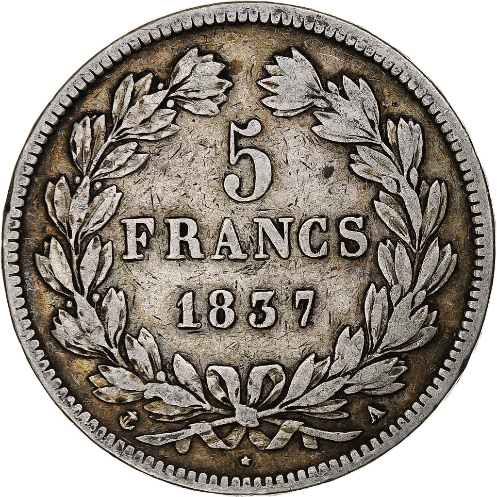 Coin, France, Louis-Philippe, 5 Francs, 1837, Paris, VF(30-35), Silver