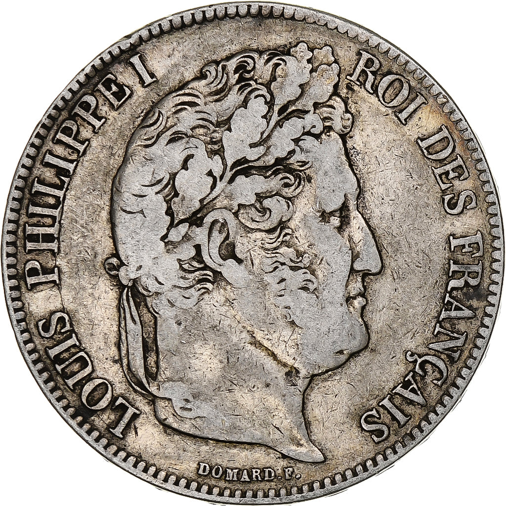 Moneta, Francia, Louis-Philippe, 5 Francs, 1837, Lille, MB+, Argento, KM:749.13