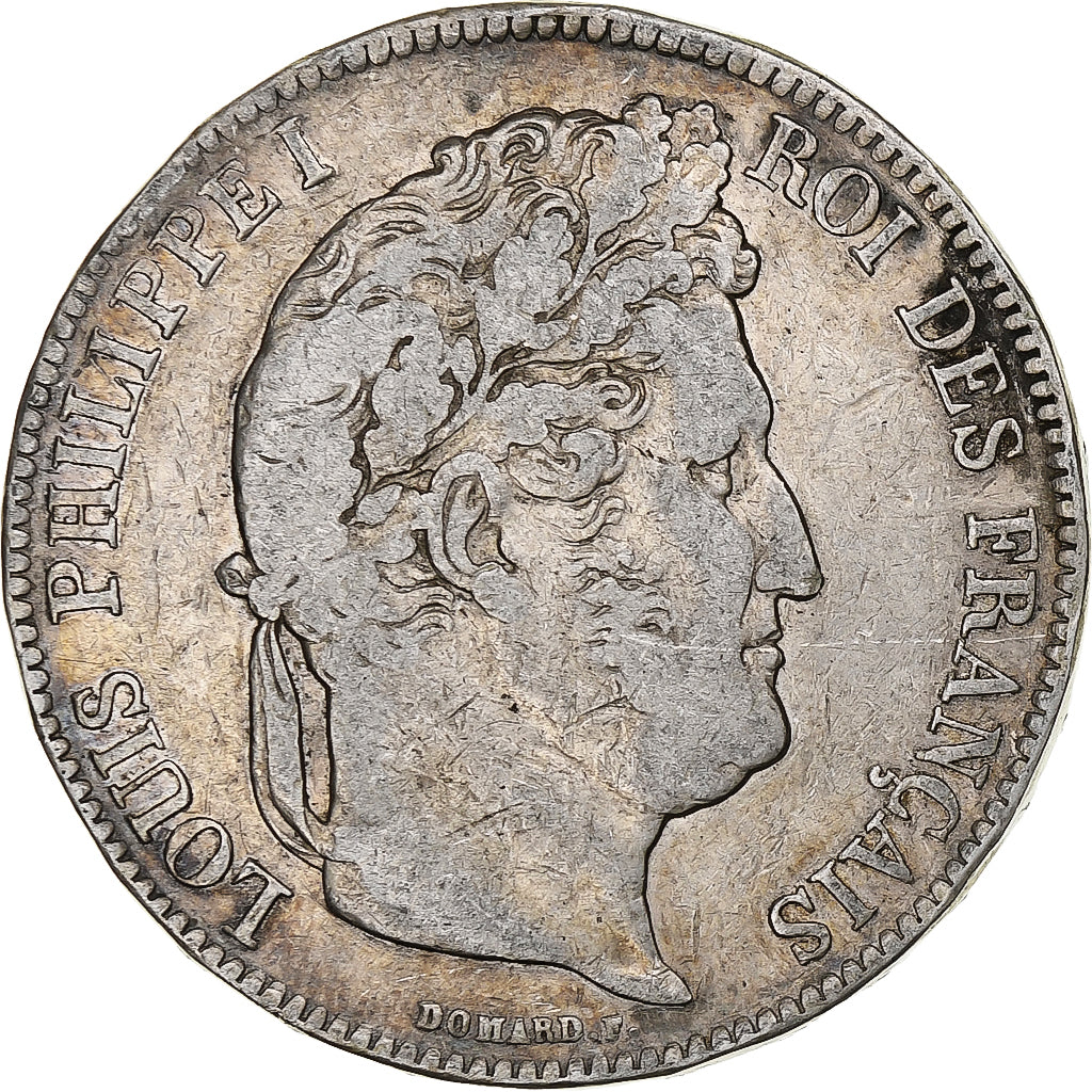 Moneta, Francia, Louis-Philippe, 5 Francs, 1838, Lille, MB+, Argento, KM:749.13