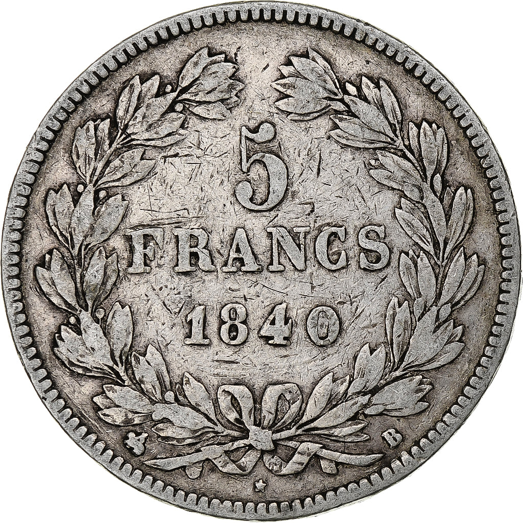 Münze, Frankreich, Louis-Philippe, 5 Francs, 1840, Rouen, S+, Silber, KM:749.2